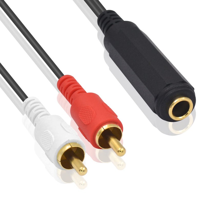 Poyiccot RCA to 1/4 Adapter Cable, 6.35mm 1/4 inch TRS Stereo Jack Female to 2 RCA Male Plug Y Splitter Adapter Cable for Subwoofer, Amplifier, Audio/Video Receiver. 25cm/10inch - Image 2